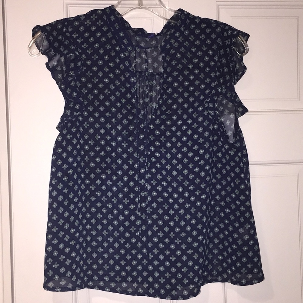 Navy blue cap sleeved blouse